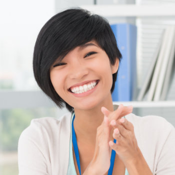 cheerful smiling young asian woman