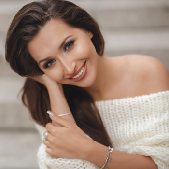 elegant brunette with a healthy smile