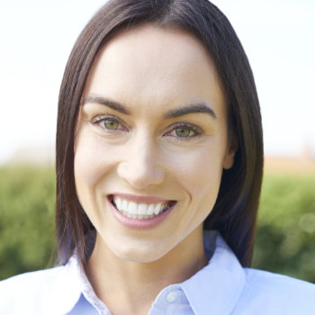 young smiling brunette with a sincere healthy smile